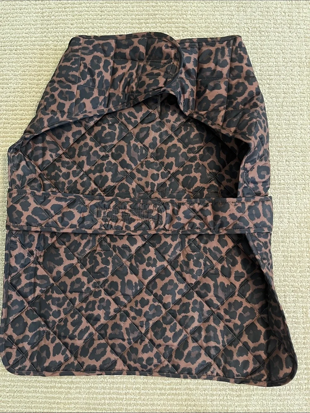 St. John's Bay Quilted Leopard Print Dog Puffer - Brown & Black XL